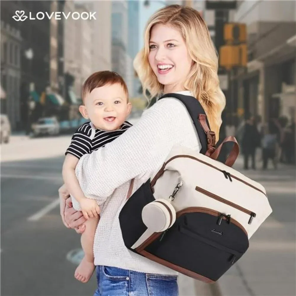 Waterproof diaper bag backpack with changing pad travel baby bag for mom dad
